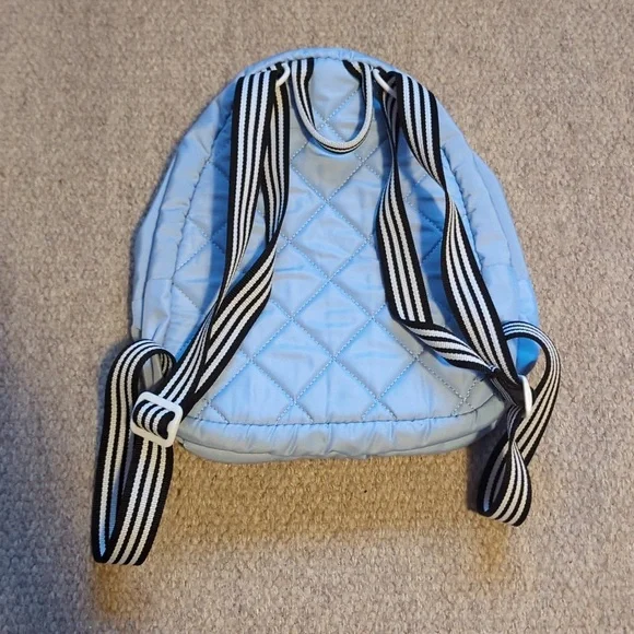 SMALL ADIDAS BABY BLUE NYLON HANDLES CANVAS SHOULDER BAG BACKPACK PURSE HANDBAG - Picture 2 of 4